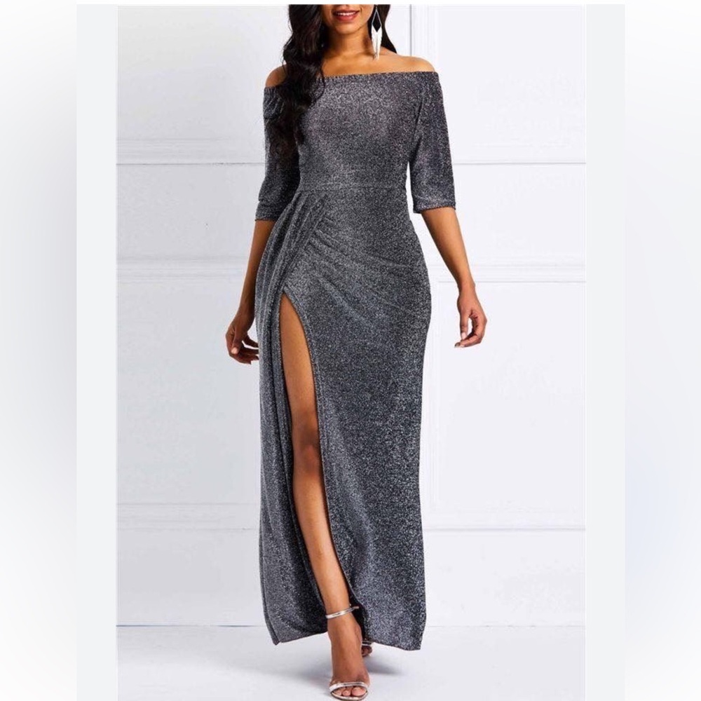 Gray maxi Occassion Dress